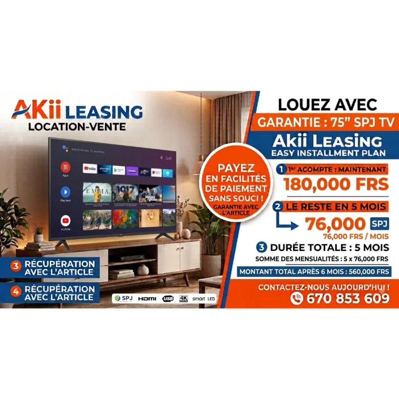 SMART TV SPJ - 75 pouces - 4KS75BL4200V - 4K- Android - Chrome CAST intégré - Garantie 06 Mois